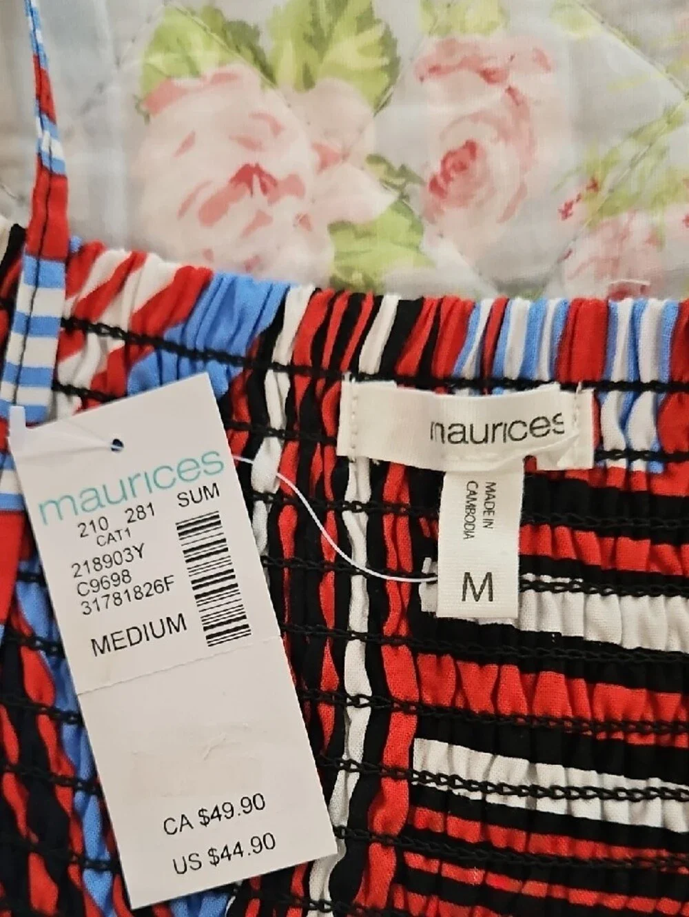 Maurices Striped Patchwork Maxi Dress in Blue, Red, Black & White